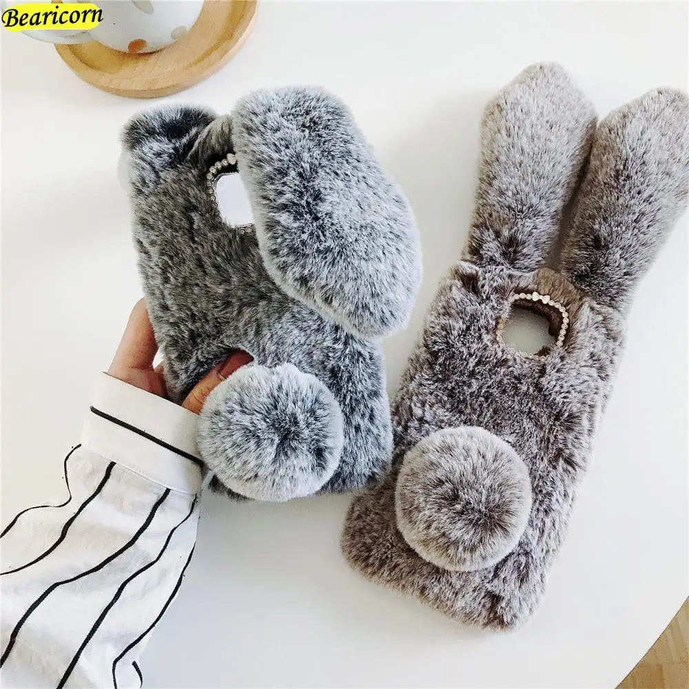 

Soft Plush Case For Xiaomi Redmi Note 13 12 12T 12S 12R 11 11SE 11T 11S 11R 11E Pro Plus 4G 5G Furry Rabbit Bunny Warm Fur Funda