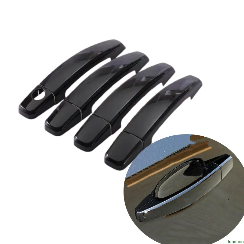 

For Saturn VUE 2008 2009 2010 Glossy Black Carbon Fiber Chrome Car Door Handle Cover Stickers Styling Auto Accessories