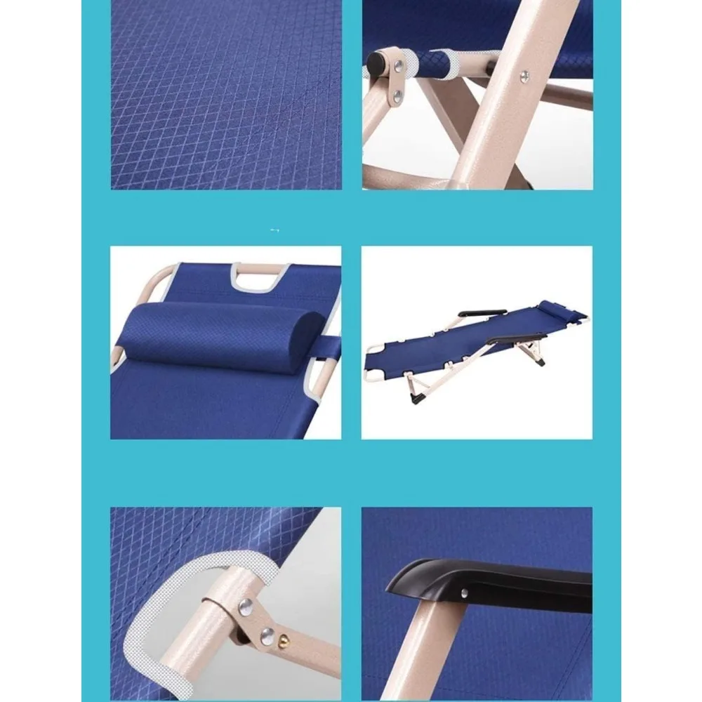 كرسي صالة شاطئ قابل للطي قابل للتعديل مع دعم للرقبة، سعة 380 رطل، مثالي للتخييم والاسترخاء على سطح السفينة باللون الرمادي #6