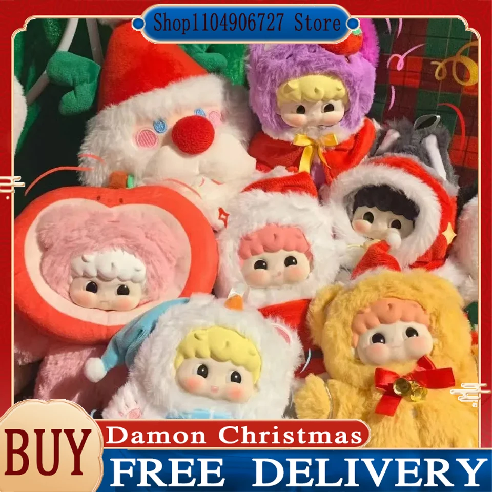 

New Damon Christmas Plush Series Random Blind Box Cute Plush Dolls With Hanging Card Trendy Collectible Toys For Holiday Gifts