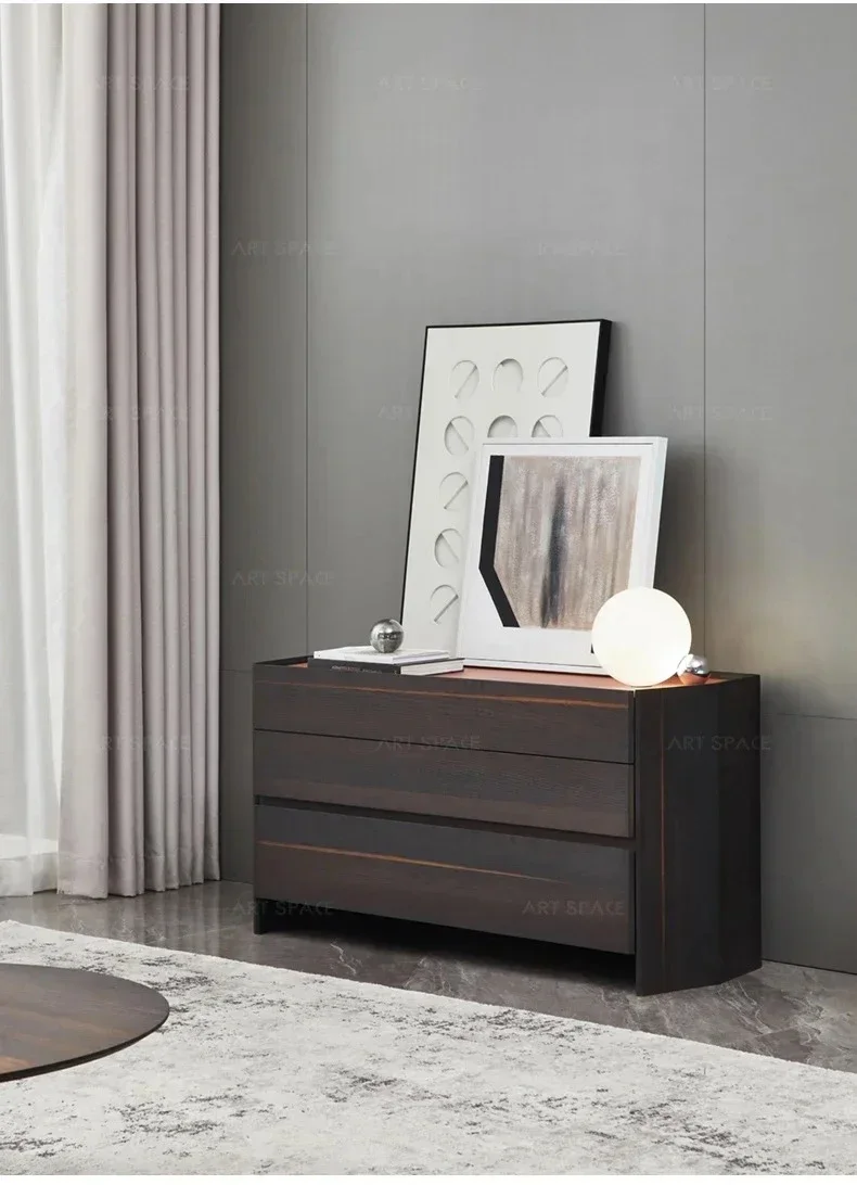 

A Strictly selected Italian minimalist three-bucket cabinet bedroom modern simple solid wood storage drawer storage cabinet