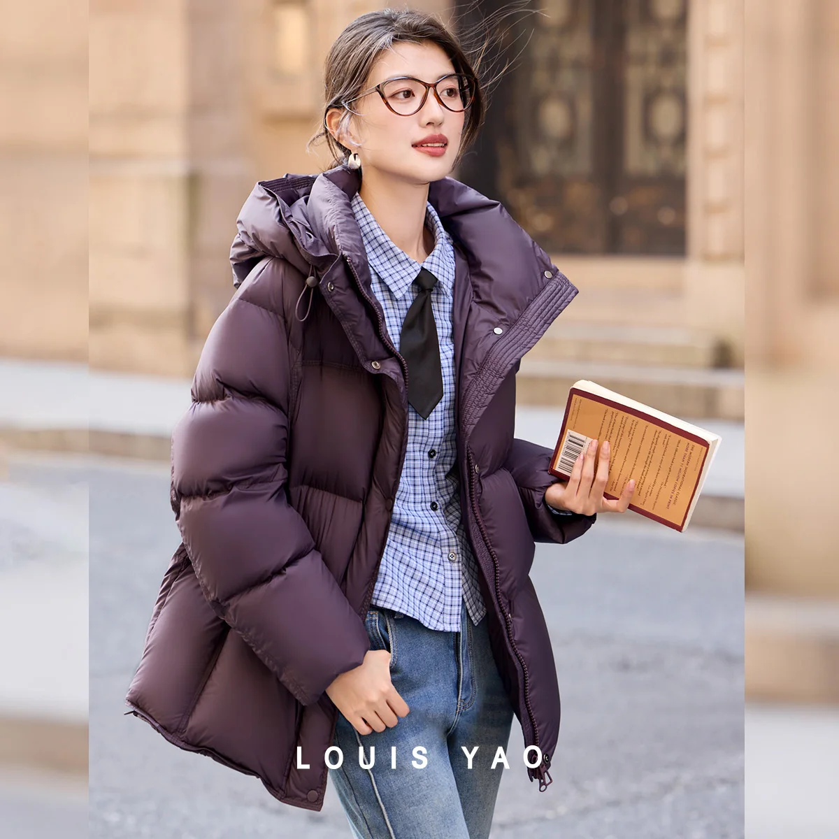 LOUIS YAO 90% Duck Down Women's Down Jackets 2025 Autumn/Winter Puffer Jacket Women's Hooded & Thickened Coats