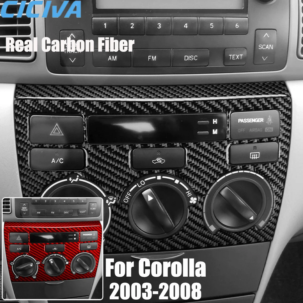 

Автомобильные аксессуары из настоящего углеродного волокна, декоративная крышка с контролем климата, мягкая наклейка для Toyota Corolla 2003, 2004, 2005, 2006, 2007, 2008