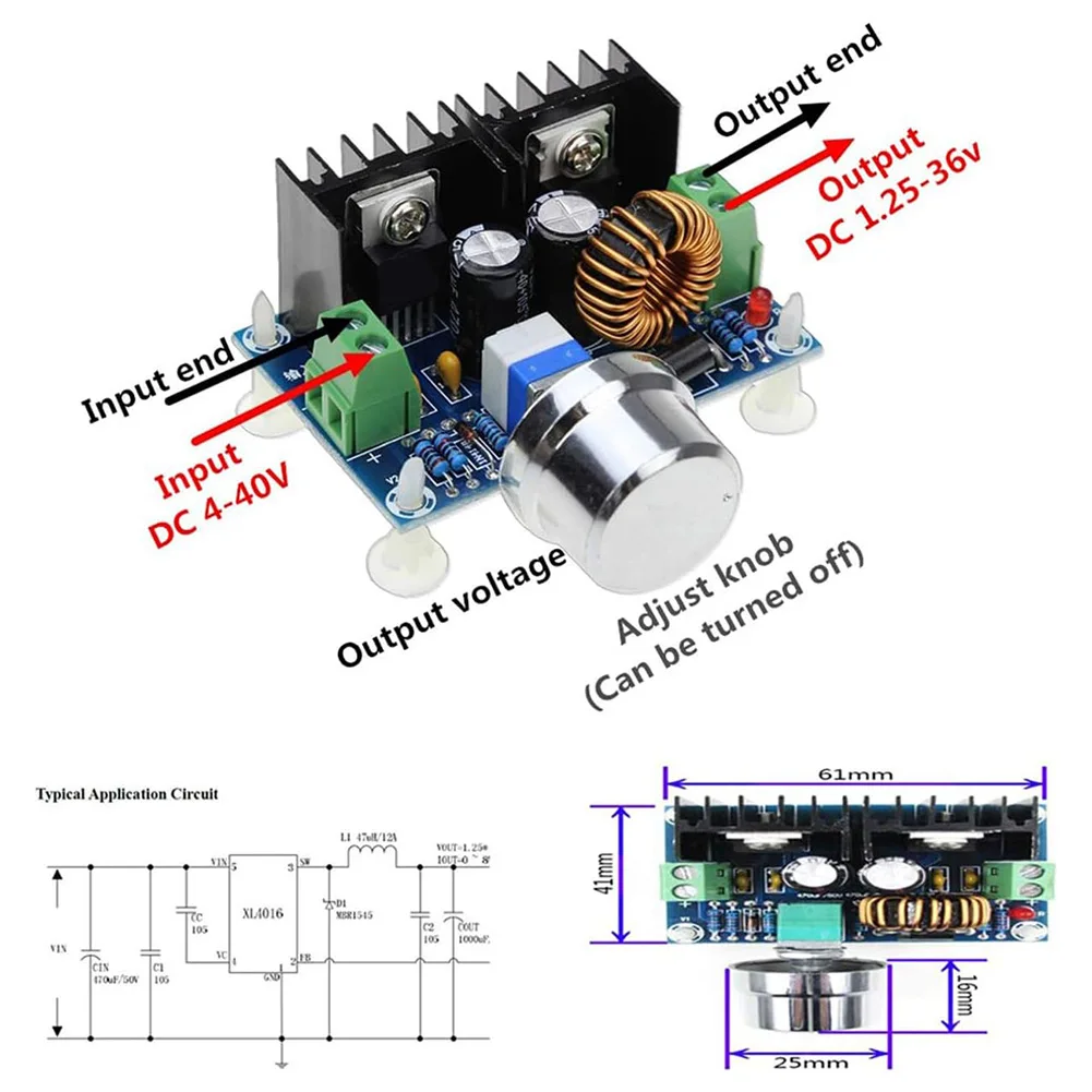 4pcs XL4016 DC-DC Step Down Converter Power Module Adjustable Board 4-40V To 1.25-36V 8A 200W For Electronic DIY Projects