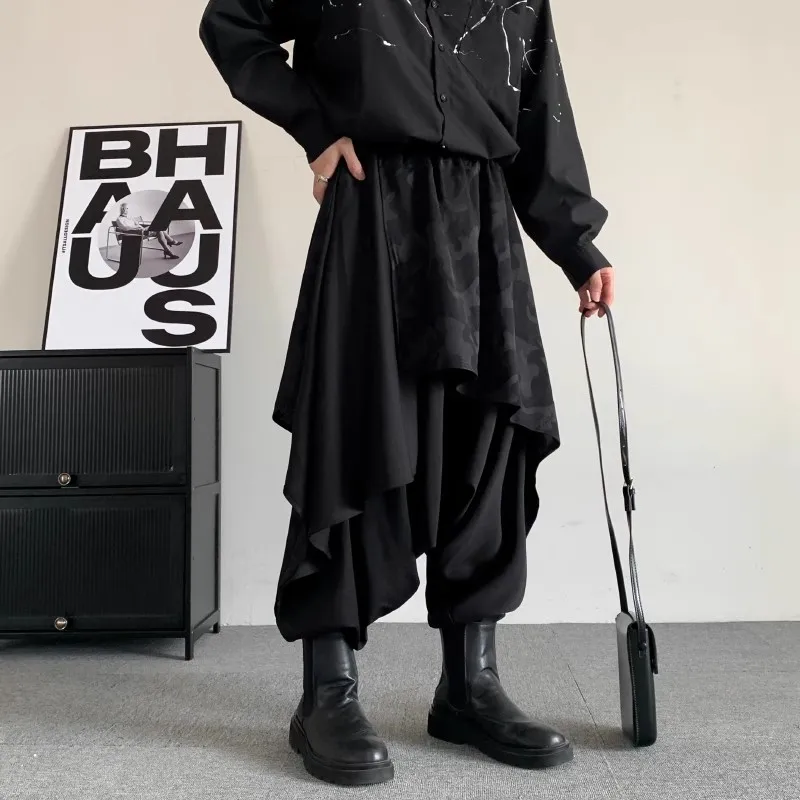 Lose schwarze Harun Hosen hängen Schritt Hosen Trend japanische Yamamoto Stil 2024 Sommer Männer weites Bein Hosen y2k Anime Mode