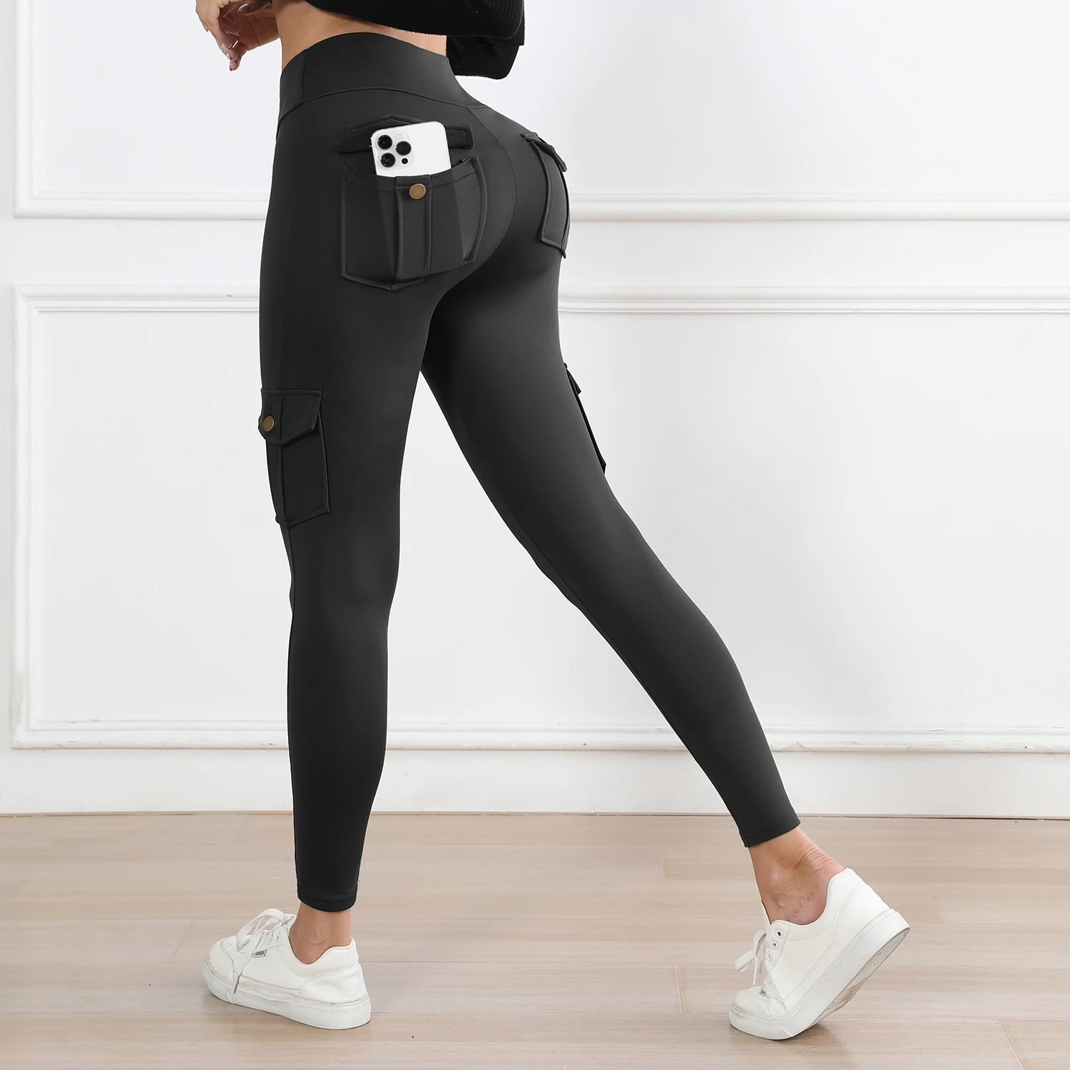 Damen-Fitness-Leggings mit hoher Taille und Taschen – stilvolle und bequeme Stretch-Fitnesshose für Outdoor- und Sportaktivitäten