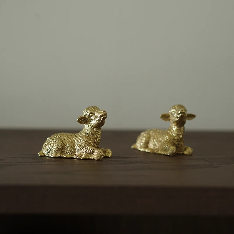Solid Brass Sheep Statue Figurine Home Decoration Cafe Home Hotel Study Room Decoration