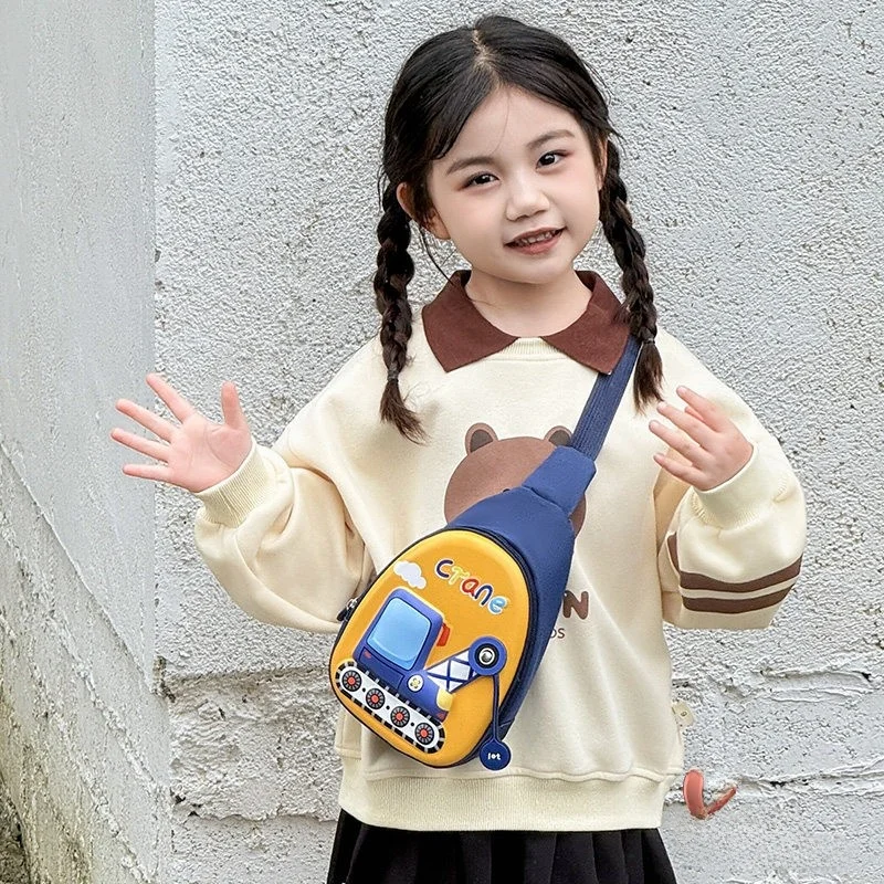 

Casual Kids Phone Bag Boys Crossbody Bag Lightweight Outdoor Eggshell Chest Bag Digger Crane Mobile Phone Bag for Children