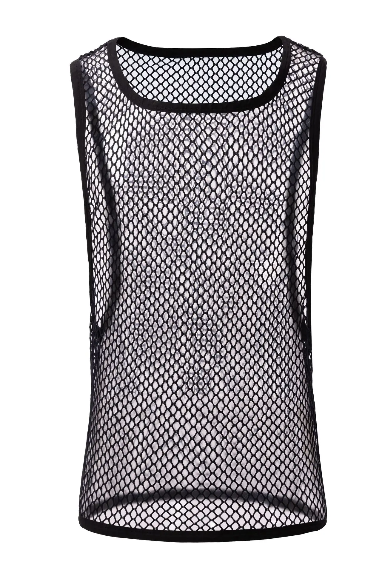 Men's Sleeveless Fishnet Mesh Tank Top See Through Hollow Out Stretch Sexy Sheer Vest for Gym Club Beach Party Daily Layering