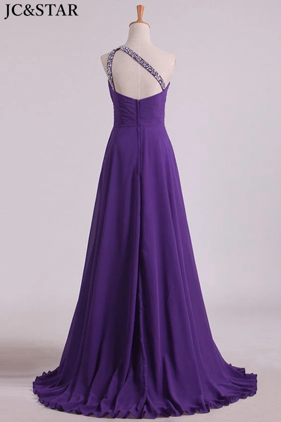 Vestidos De Dama De Noiva Roxo, Um Ombro Chiffon, Crystal Aline, Vestidos De Festa De Casamento