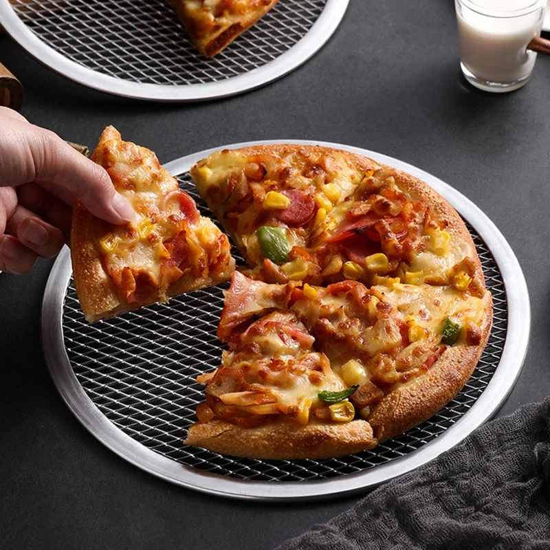 8/10/12/14Round Pizza Baking Tray DIY Pizza Screen Baking Tray Metal Net Non-stick Mold For Oven Seamless Aluminum Pizza Screen