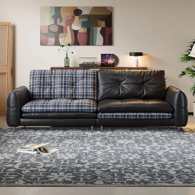 Medieval leather burger sofa, multi-functional fabric leather bag small apartment sofa