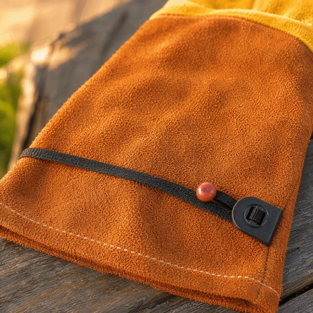 Cowhide Long Gardening Gloves Thorn Proof Breathable Rose Pruning Leather Gloves Heat-Insulated Non Slip Welding Work Gloves