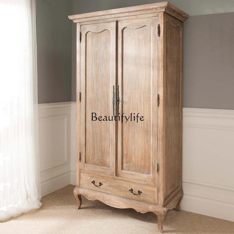 

American solid wood wardrobe small apartment bedroom storage high-end villa locker