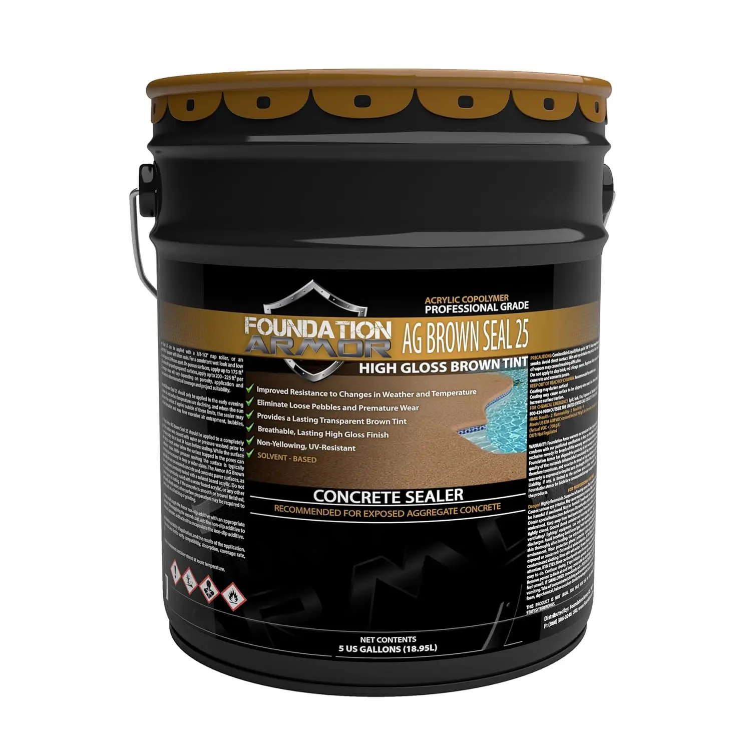 Armor AG Brown Seal - Brown Tinted High Gloss Solvent Based Acrylic Concrete Sealer