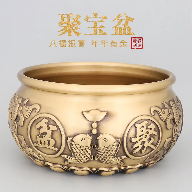 Fortune Bowl Ornament, Brass Rice Jar Wealth Accumulation, Solid Copper Piggy Bank, Gift For Shop Or Living Room
