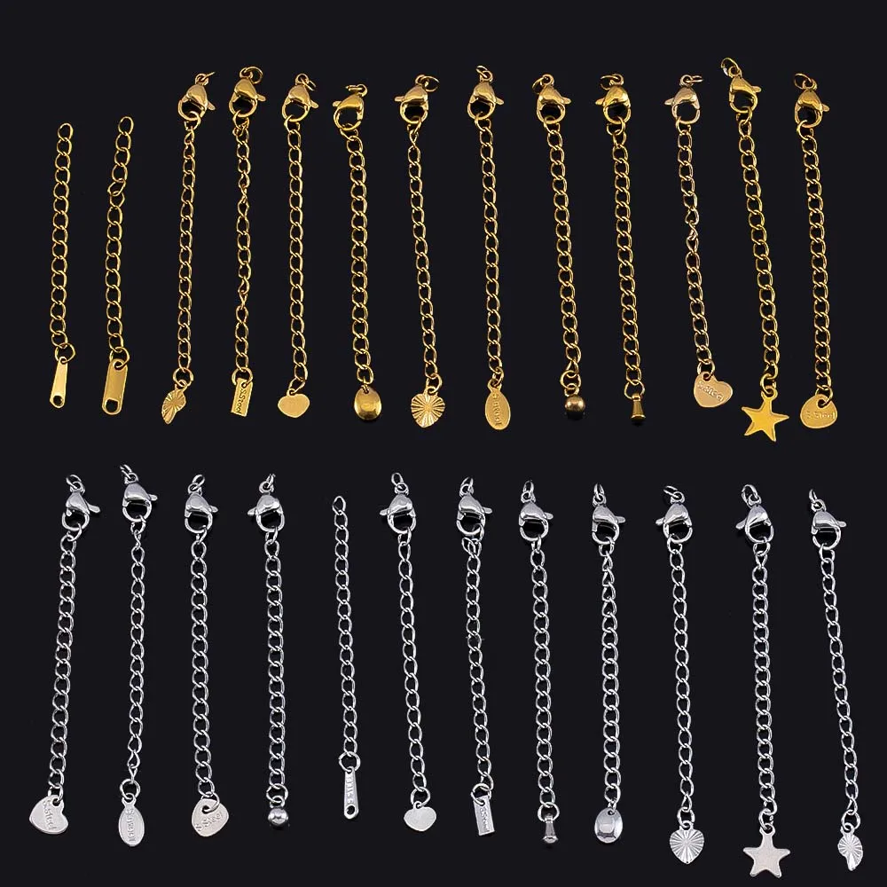 

5pcs Stainless Steel Extension Tail Chain Lobster Clasps Connector Extended Chain Bracelet Necklace Jewelry Making DIY Component