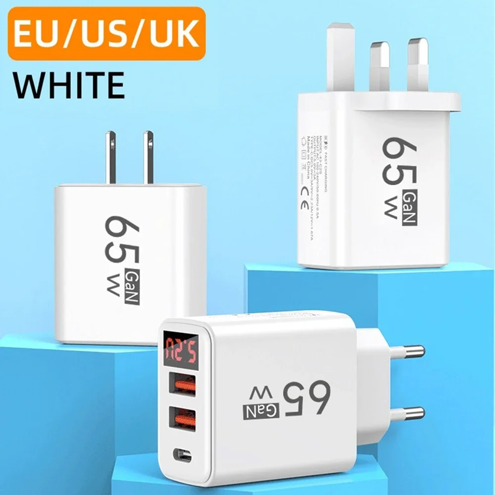 65 واط USB نوع C شاحن شحن سريع الاتحاد الأوروبي/الولايات المتحدة التوصيل الجدار شاحن آيفون سامسونج Xiaomi 3 ميناء شحن سريع مهايئ شاحن الهاتف #6