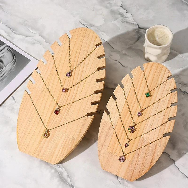 Wood Creative Flame Board Necklace Display Stand - Pendant Bracelet Jewelry Rack for Window Display - Image 3