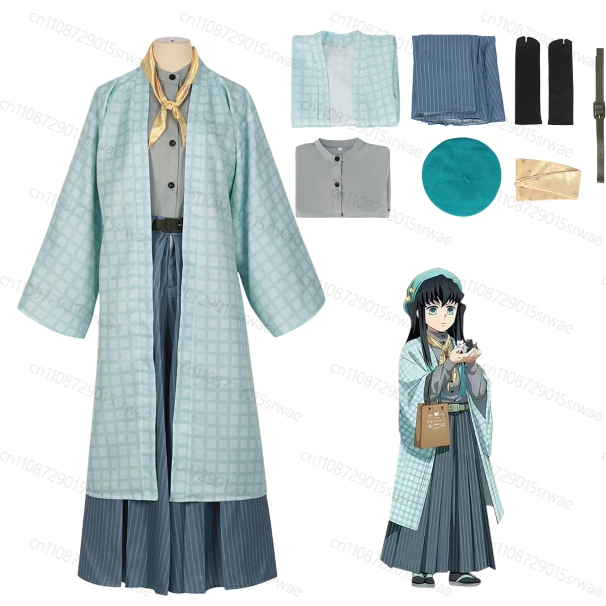 

Anime Demon Killer Cosplay Costumes Tokitou Muichirou Cosplay Costume Kimono Wigs Hat Muichirou's Gorgeous Outfit