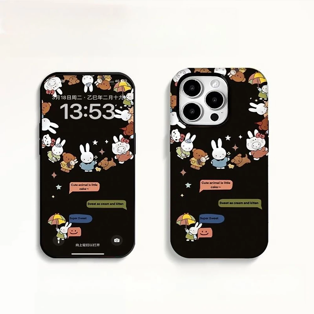Kawaii ميفي آيفون XS/XR/11/12/13/14/15/16ProMax جراب هاتف لطيف ميفي أصدقاء غطاء سيليكون المضادة للخدش واقية فتاة هدية
