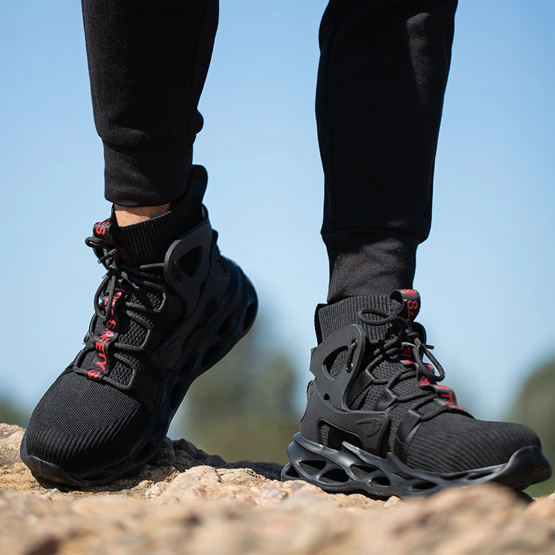 Steel Toe Work Shoes Comfortable and Elastic Safety Shoes Men For Work Sneakers Men Security Protective Lightweight Boots