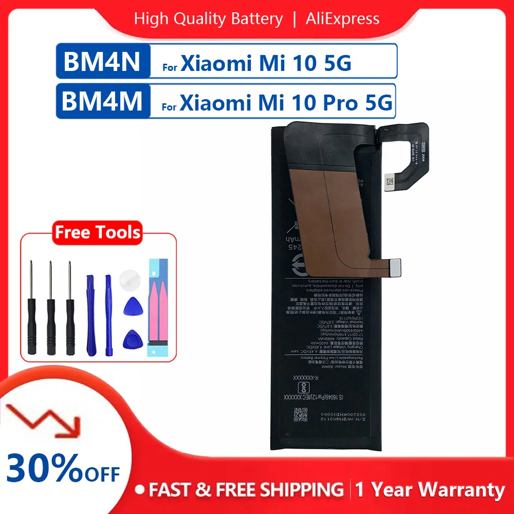 Genuine NEW Battery BM4M For Xiaomi Mi 10 Pro 5G BM4N For Xiaomi Mi10 5G Replacement Phone Bateria Batteries +Gift Tools