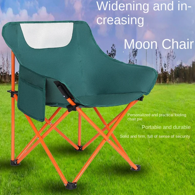 

Outdoor Camping Folding Chair Oxford Cloth Fishing Chairs Portable Moon Chair Camping Equipment For Travel Leisure Picnics