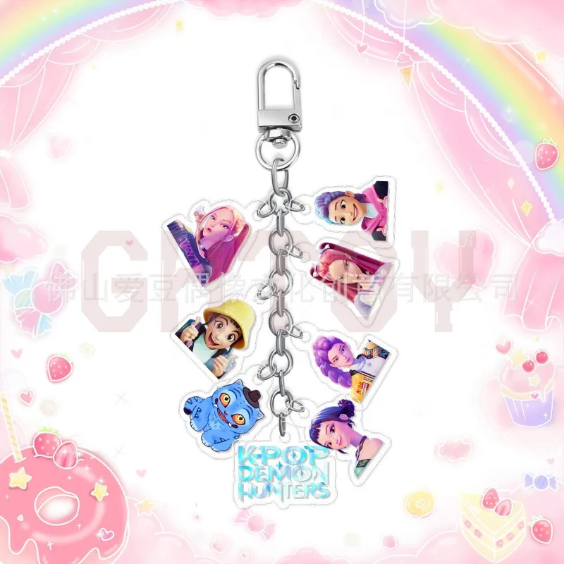 2.5cm/0.98in Kpop Witch Hunters Saja Boys Acrylic Keychain Anime Peripherals Ornaments Collection Birthday Gift for Girl Boys