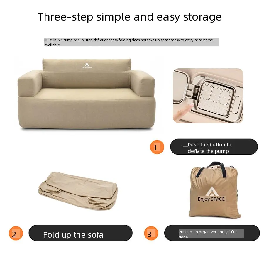 Outdoor Camping Fabric Inflatable Sofa with Removable Washable Cover Portable Air Couch for Music Festival Single Double Lazy