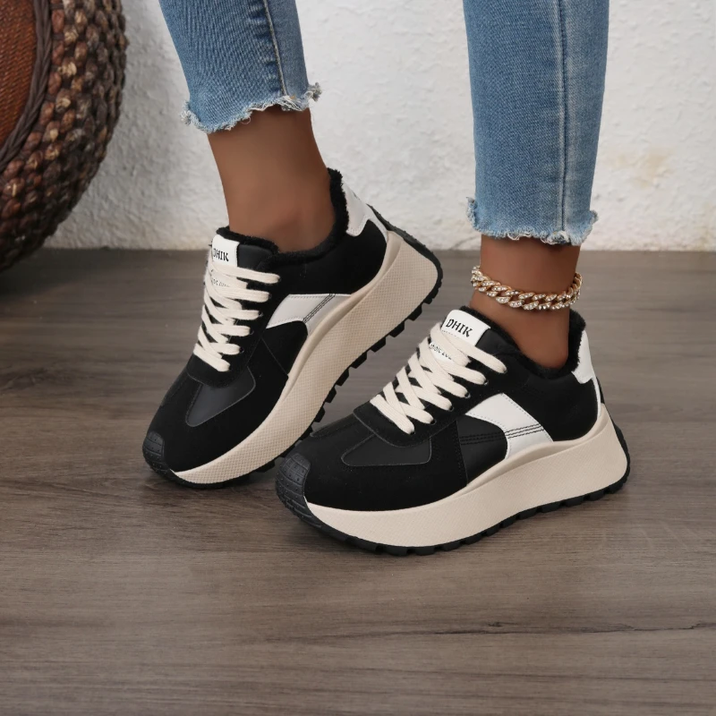 2025 جديد ربيع الخريف المألوف والأكثر مبيعا تنوعا المرأة عادية مريحة الارتفاع زيادة الأحذية الرياضية الدافئة #6