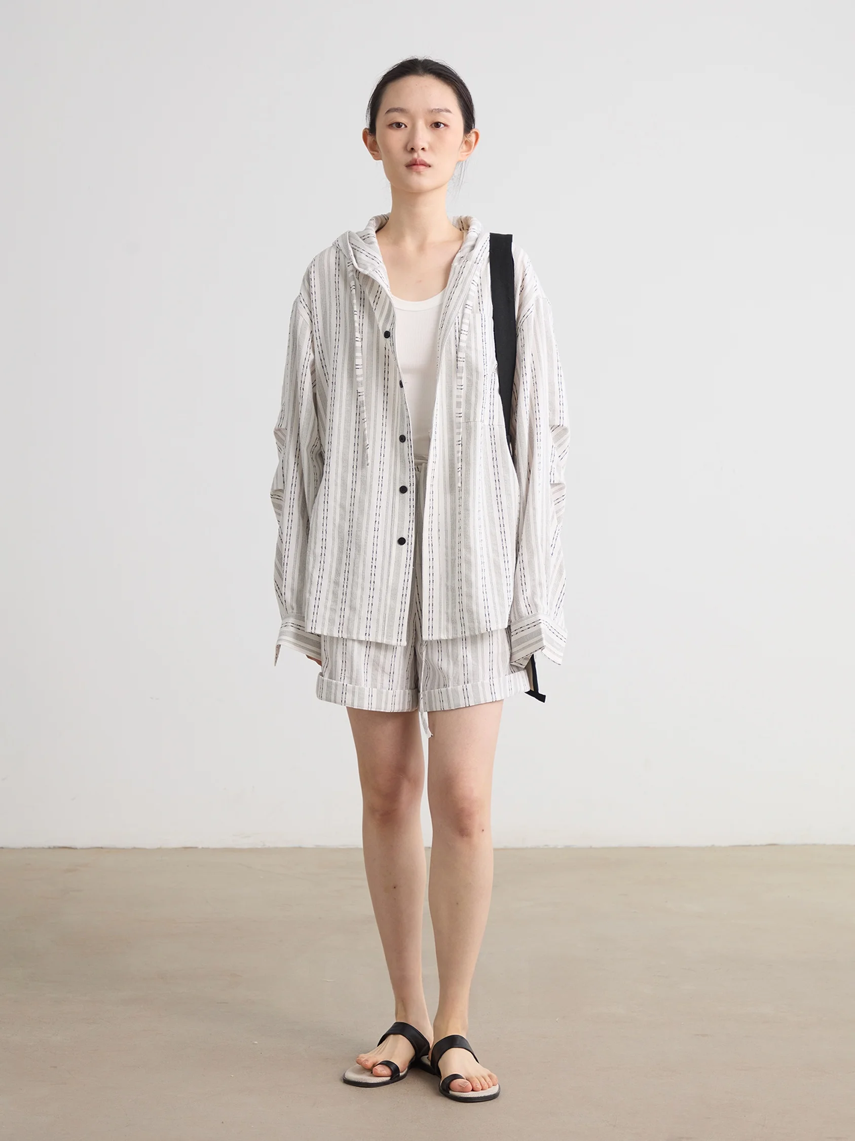 

NOEND Casual Cotton Linen irt Striped Color Blo Inequali Pattern Women's Premium Faion Spring Seasonal Top