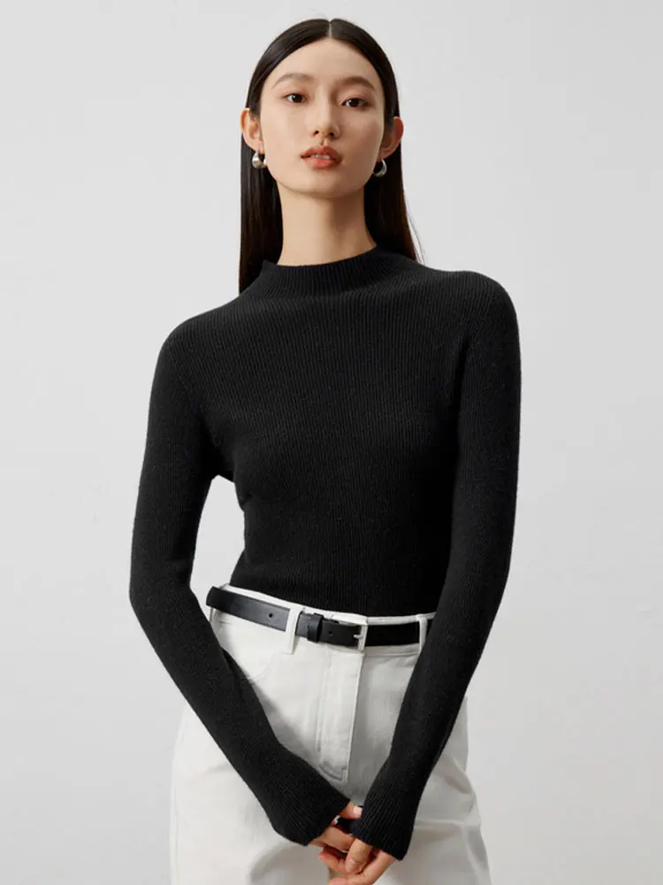 Autumn Winter Camere Base irt f High Collar Slim Fit Warm Casual Long Sve Commute Inner Wear  Color Ele