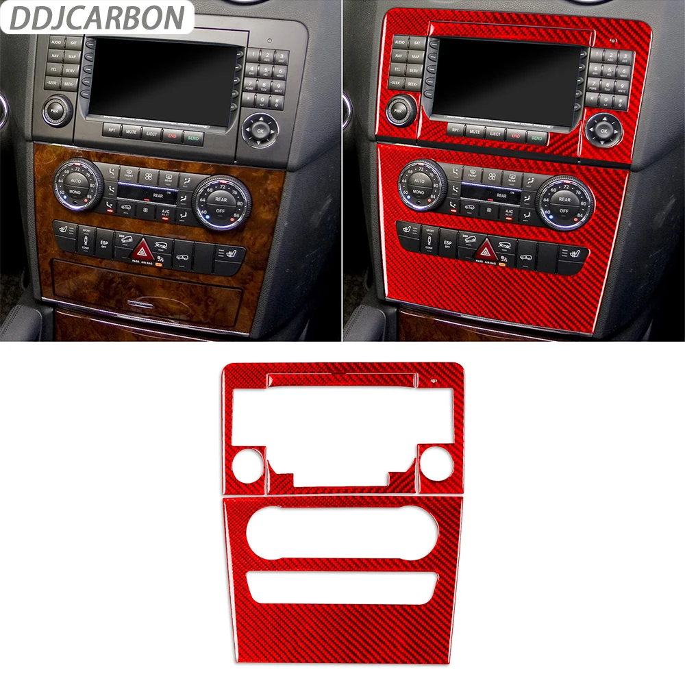 For Benz M-class W164 2005-2011 Carbon Fiber Central Radio Air Conditioner Control Panel Suit Car Interiors Accessories Sticker