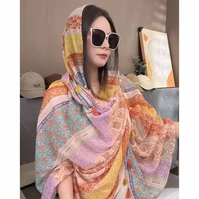 شال سفر جديد للنساء، وشاح للحماية من الشمس للتصوير على الشاطئ، غطاء صيفي خفيف الوزن وشفاف ومتعدد الاستخدامات