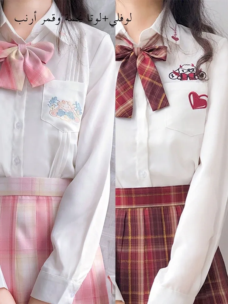 

Оригинальный дизайн, рубашка с длинным рукавом и вышивкой, универсальная рубашка с мультяшным изображением волшебного кролика на Хэллоуин для женщин, прямой крой