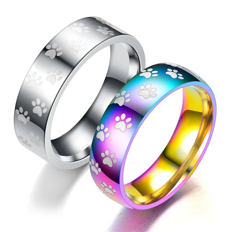 

Hot Selling New Stainless Steel Colorful Dazzling Rainbow Couple Rings For Women Men Wholesale Valentine Day Gift Size 6-13 ﻿