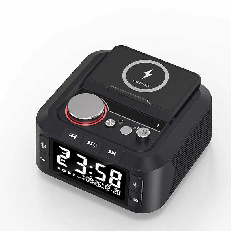 Fast charging, charging audio, Bluetooth wireless speaker, desktop stereo, hotel smart alarm clock, radio, dual speakers