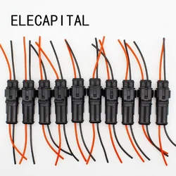 10pcs/lot 2 Pin Way Waterproof Electrical Connector Adapter Plug W/Wire AWG for Car Vehicle Motorcycles