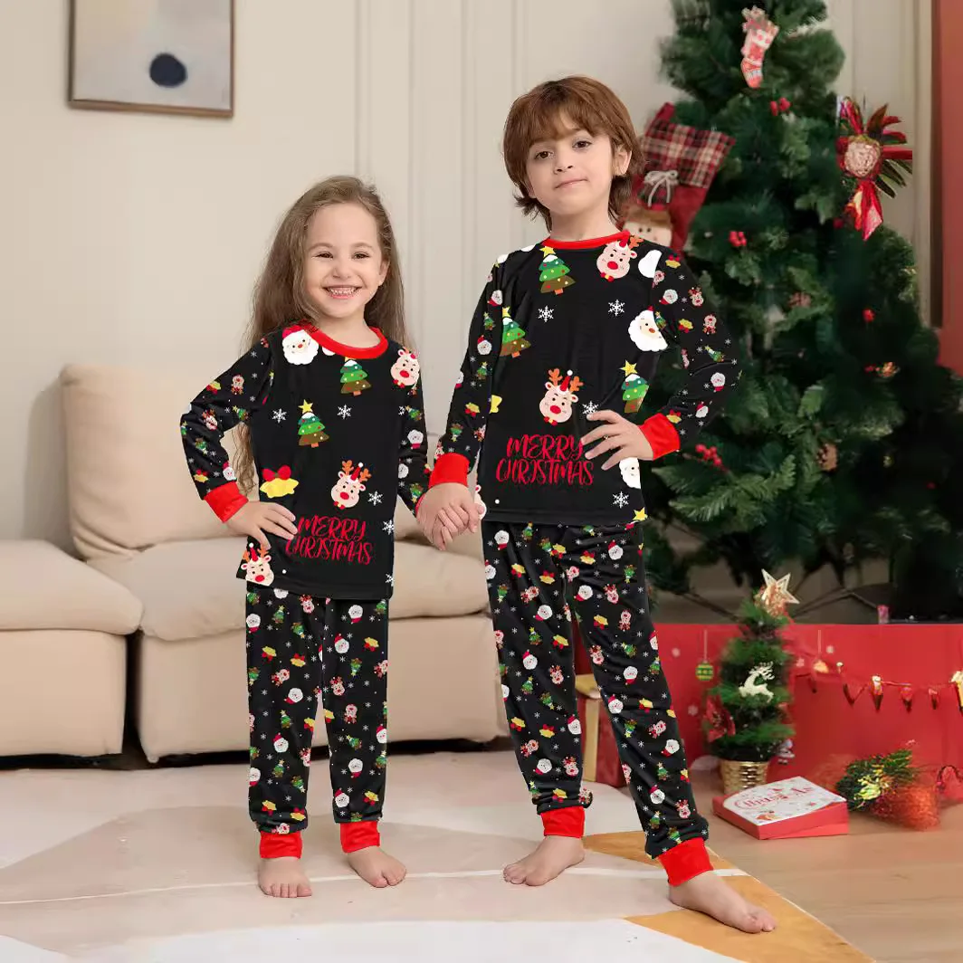 New family photo outfit Santa suit filled with floral print long-sleeved loungewear