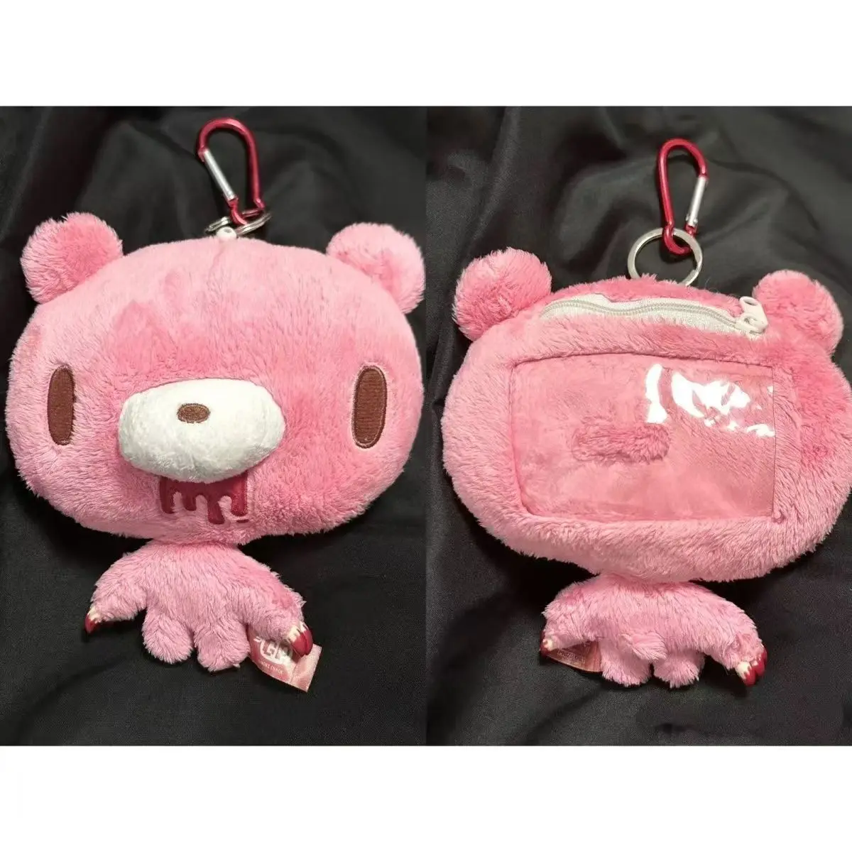 Sac à cartes ours violent rose médiéval, poupée mignonne de dessin animé, grand porte-monnaie extensible en forme de poupée en peluche, cadeau d'anniversaire