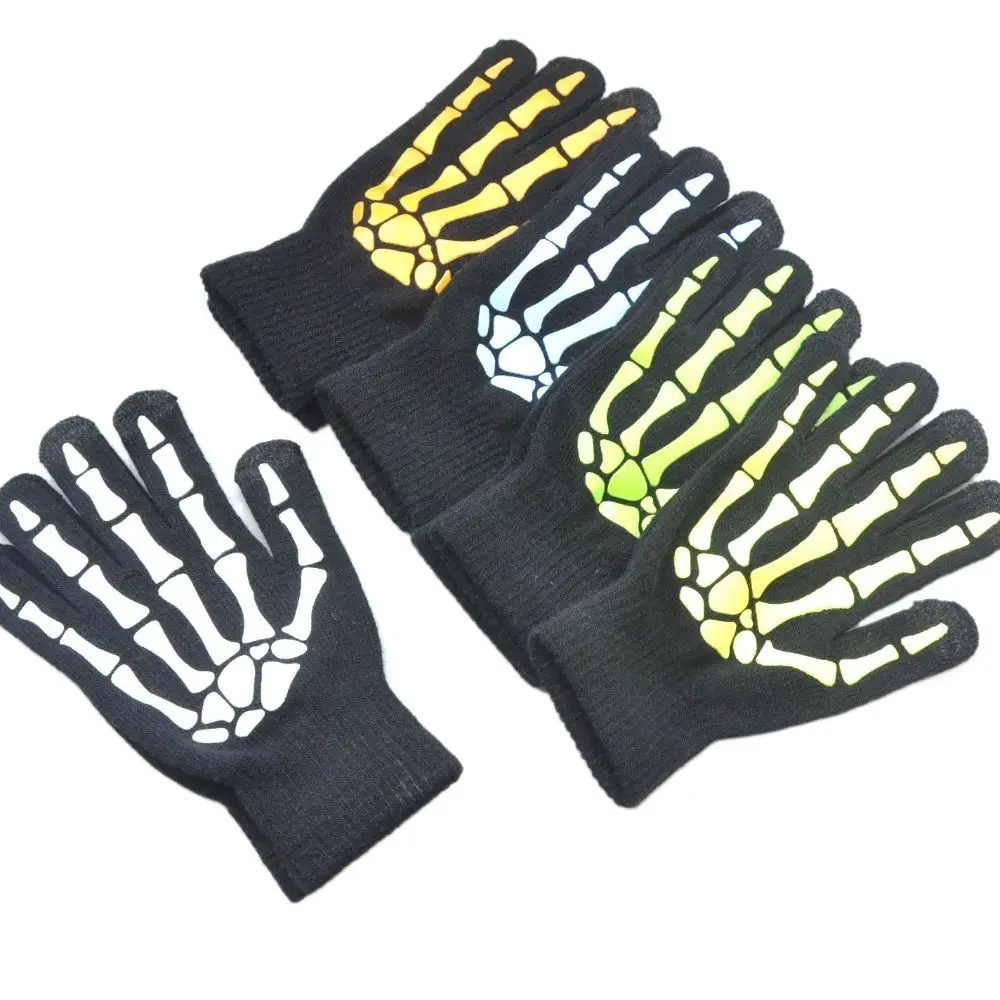 

Full Finger Halloween Gloves Windproof Cosplay Prop Luminous Skeleton Claw Gloves Hand Warmers Glowing Gloves