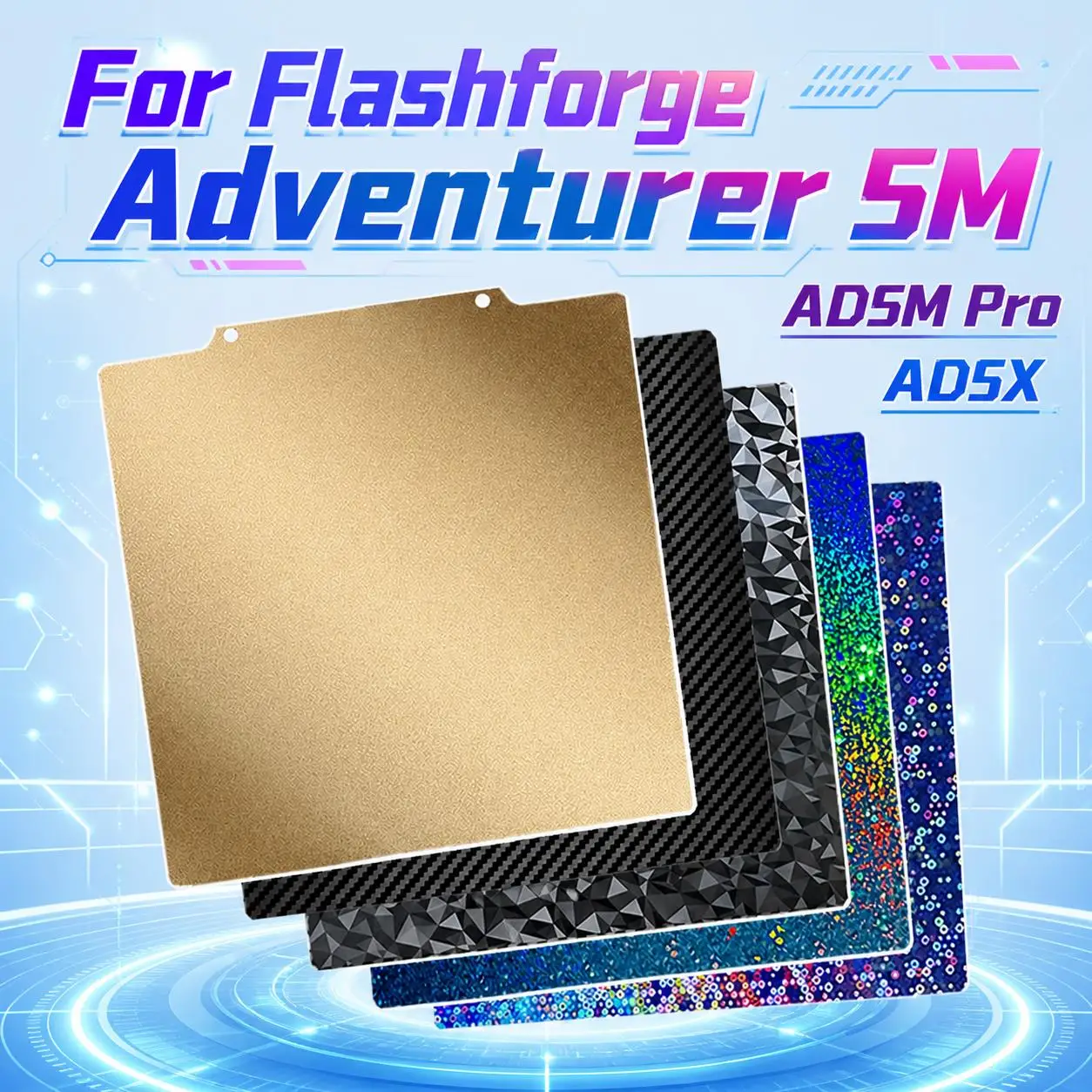 Build Plate For Flashforge Adventurer 5M Pro AD5M AD5X Magnetic PEI Plate Spring Steel Sheet Double Sided Printing 235x235mm