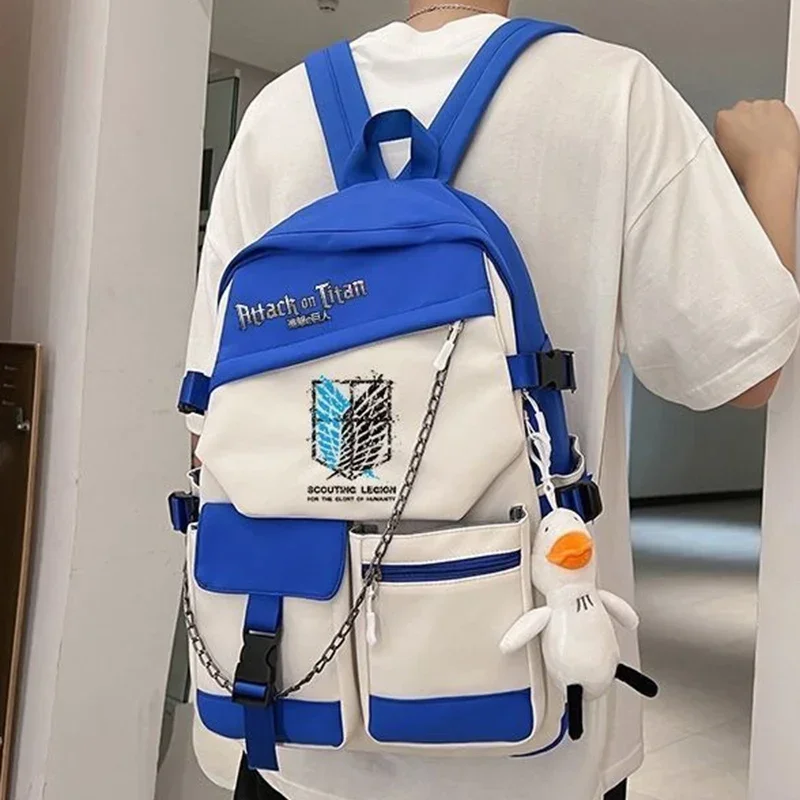 32×45×14cm-ブラック-ブルー-グリーン-オレンジ-パープル、進撃の巨人、進撃の巨人、キッズスクールバッグ、アニメバックパック-女の子-男の子