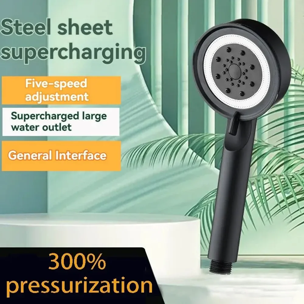 High Pressure Shower Head 5 Modes Water Saving Nozzle Powerful Pressurized Spa Massage Handheld Showerhead Bathroom Accessories