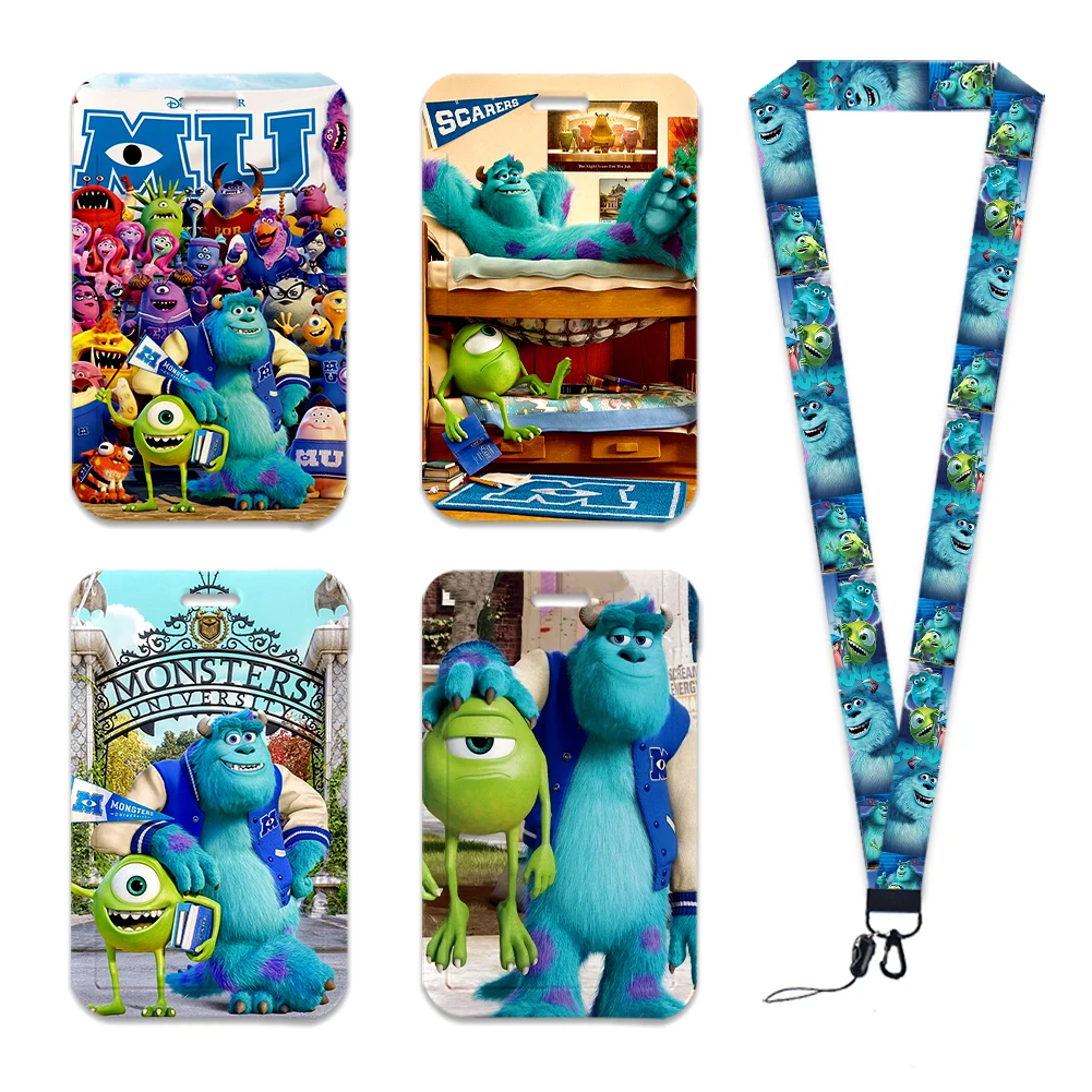 Disney Monsters University Card Lanyard Id Badge Holder Strap Students Bus Pass Cover Slip Bank Credit Card Holder