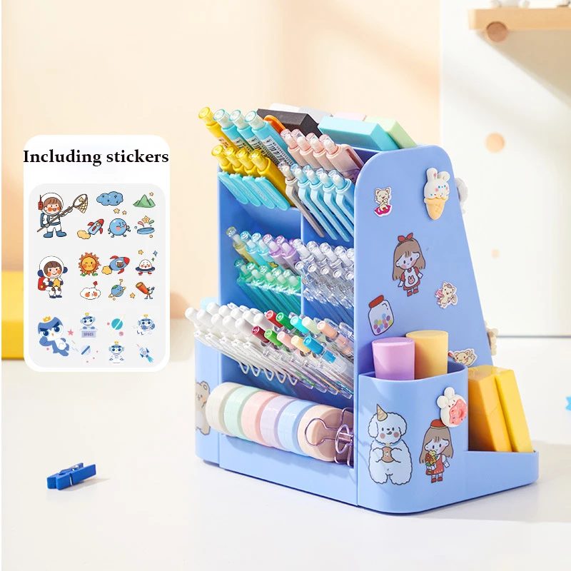 Creative Large Capacity Pen Holder Multifunctional Stationery Organizer Desk Organizer Memo With Checklist Board Student Storage