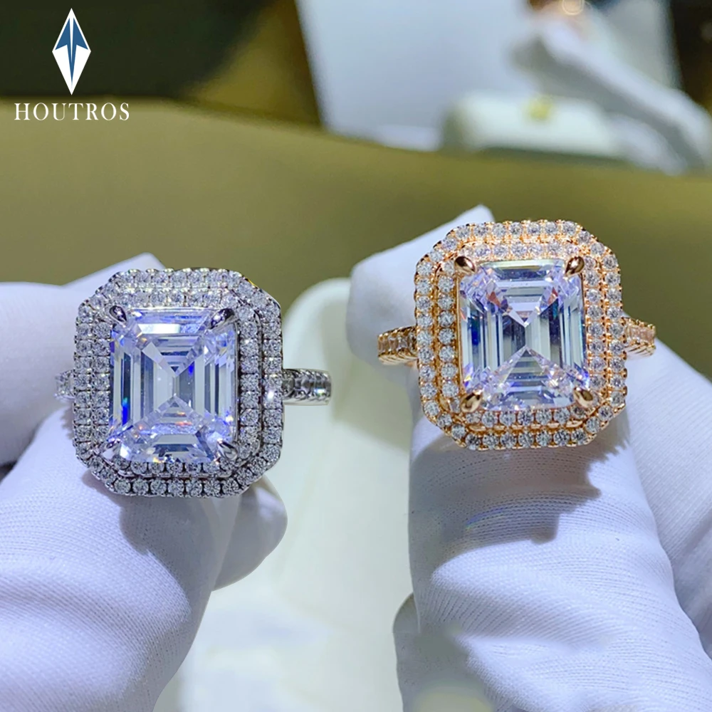 

5 Carat Emerald Cut Moissanite Ring for Women D Color Diamond Wedding Bands 925 Sterling Silver Luxury Jewelry Pass Diamond Test