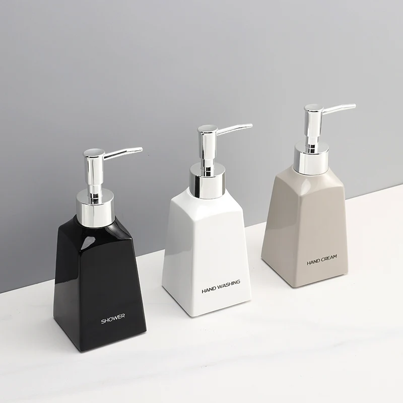 

Creative Square Ceramic Hand Sanitizer Bottle Hotel Bathroom Press Lotion Bottle Soap Dispenser Home Bathroom Aromatherapy Tray
