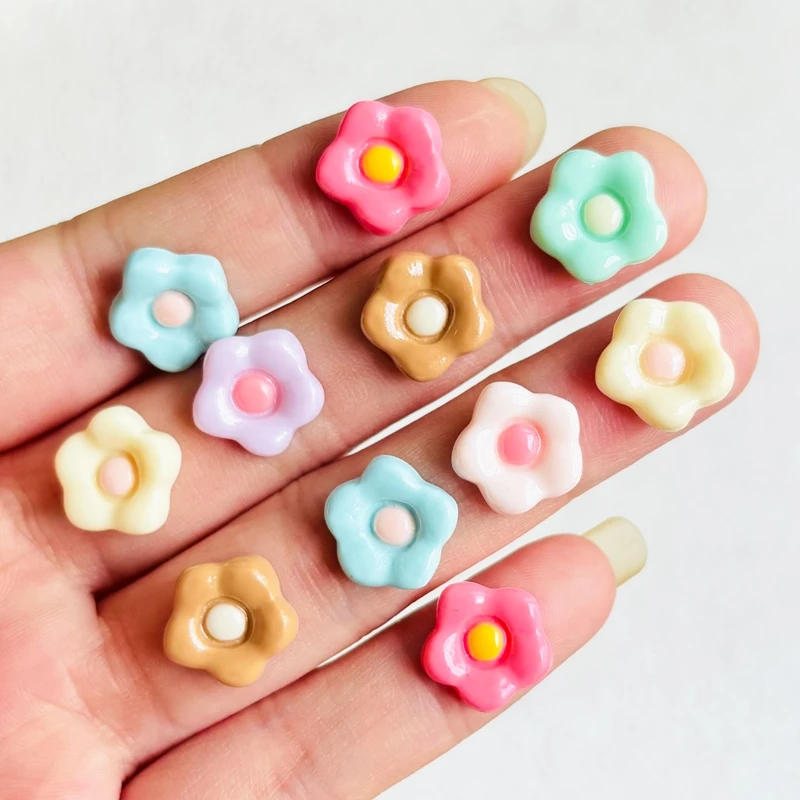 30 pieces of new cute mini fried egg with five petals, shiny surface, flat back, resin DIY jewelry decoration accessories A153